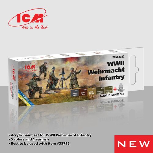 ICM - Acrylic Paint Set for WWII Wehrmacht Infantry 6 x 12 ml