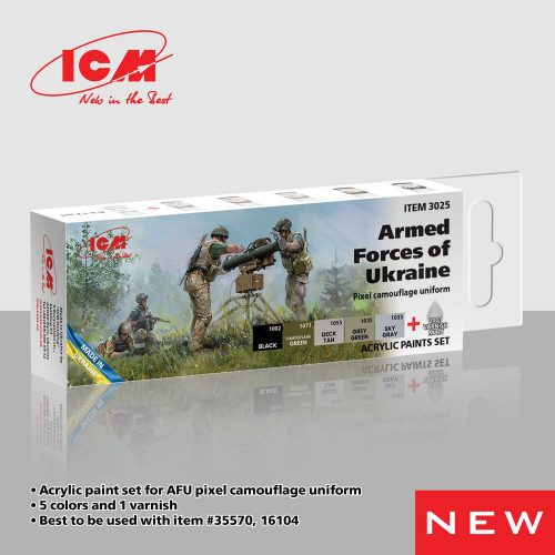 ICM - Acrylic paint set Armed Forces of Ukraine (Pixel camouflage uniform 6 ? 12 ml