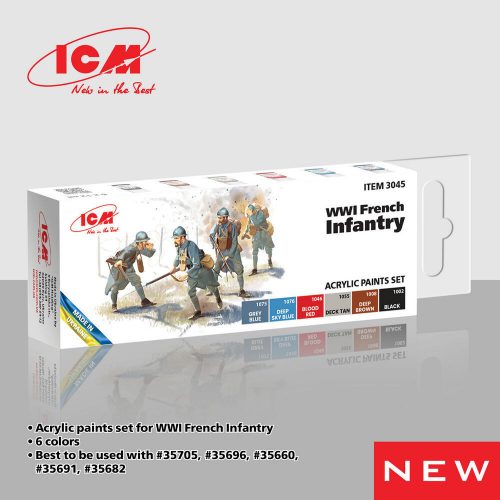 ICM - Acrylic paint set for WWI French infantry 6 x 12 ml