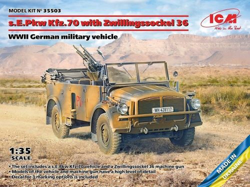 ICM - s.E.Pkw Kfz.70 with Zwillingssockel 36, WWII German military vehicle