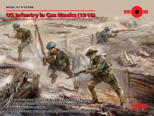 ICM - US Infantry in Gas Masks(1918)4 Figures