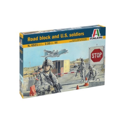 Italeri - Road Block And U.S. Soldiers - 4 Figures Plus Accessories