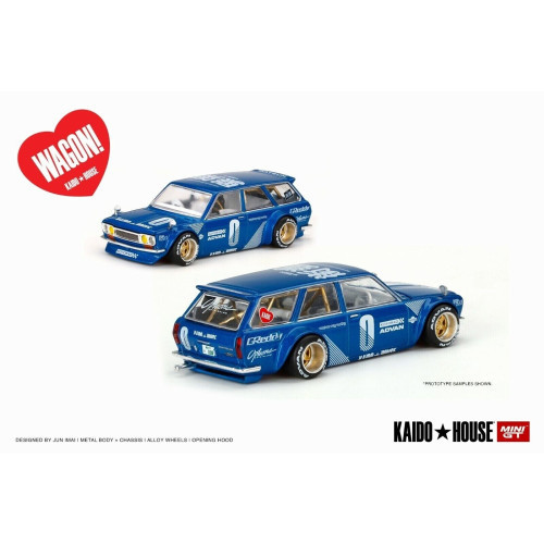 Minigt - 1:64 Datsun Kaido 510 Wagon Blue Kaido House (Rhd), Blue - Mini Gt