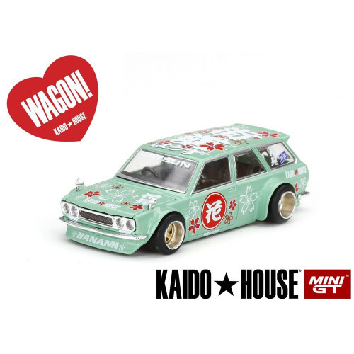 Minigt - 1:64 Datsun Kaido House Rhd 510 Wagon Hanami V2, Green - Mini Gt