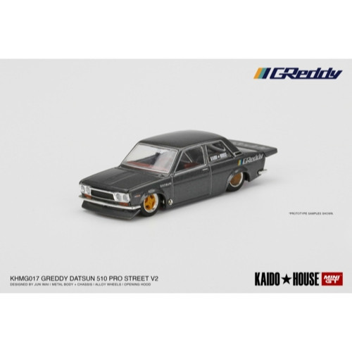 Minigt - 1:64 Datsun Kaido House 510 Pro Street Greddy, Gun Metal Grey - Mini Gt