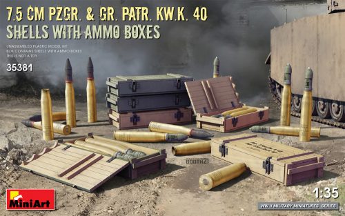 MiniArt - 7.5 cm Pzgr. & Gr. Patr. Kw.K. 40  Shells with Ammo Boxes