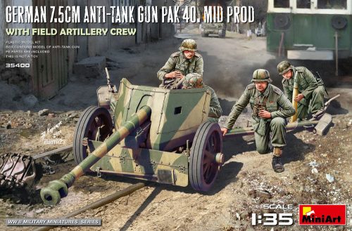 Miniart - German 7.5cm Anti-Tank Gun PaK 40. Mid Prod w/ Artillery Crew