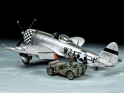 Tamiya - Republic P-47D Thunderbolt Bubbletop and 1/4 ton 4x4 Light Vehicle Set