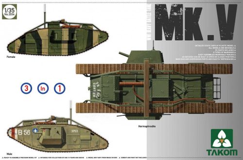 Takom - WWI Heavy Battle Tank MarkV 3 in 1