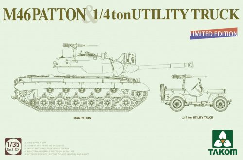 Takom - Us Medium Tank M46 Patton + 1/4 Ton Utility Truck