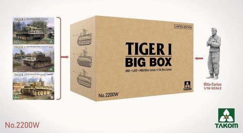 Takom - Tiger I Big Box Mid+Late+Mid/Otto Carius + 1/16 Otto Carius (Limited edition)